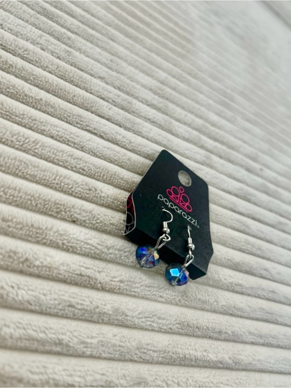 Paparazzi Blue Iridescent Faceted Dangle Earrings